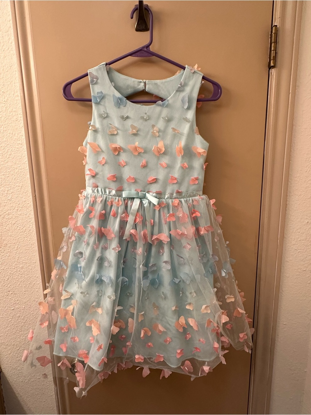 Light Blue Girls' Butterfly Petal Tulle Dress
